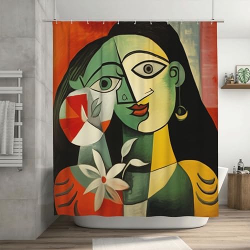DAOWANGZUO Laughing Girl Shower Curtain Set 72x72in