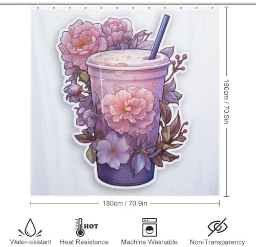 DAOWANGZUO Purple Flower Shower Curtain Set