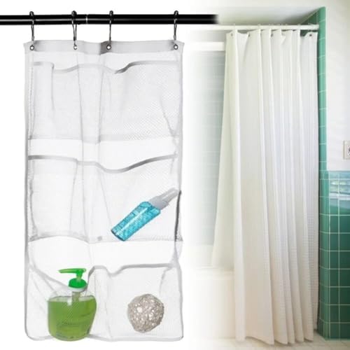 1PCS Durable Clear Mesh Shower Caddy with 6 Pockets
