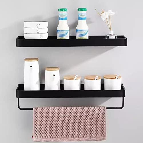 ANNBKA Black Aluminum Square Wall-Mounted Shower Caddy