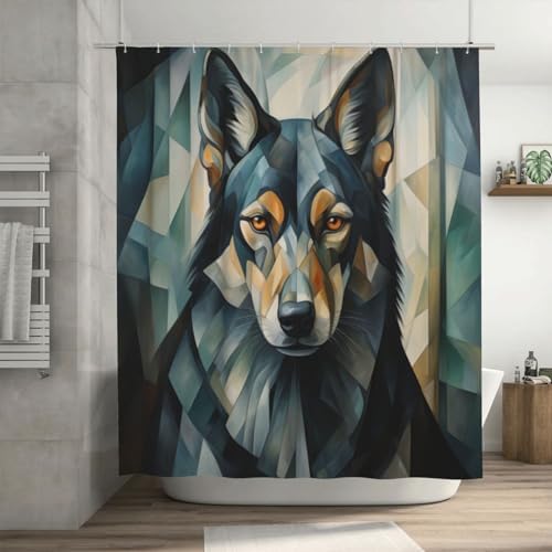 Black Dog Design Shower Curtain Set with 12 Hooks 72x72in