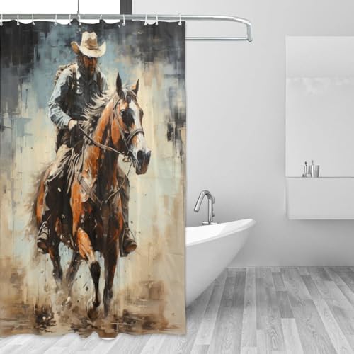 DAOWANGZUO Riding Cowboy Shower Curtain Set 1