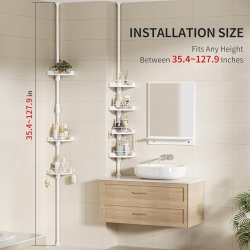 Weidace Corner Shower Caddy with 4 Tiers and Rotating Trays
