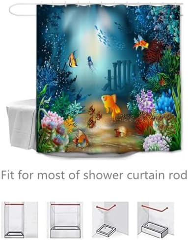 Goodbath Fish Shower Curtain 72x72 Waterproof 1