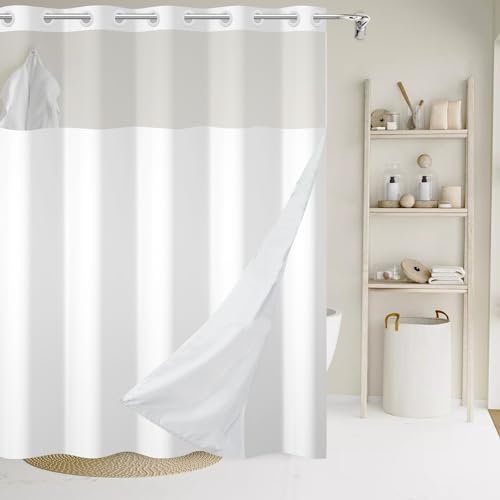 GKLEASG No Hook Shower Curtain Set
