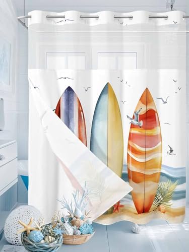 Double Layer No Hook Shower Curtain Set 72x72