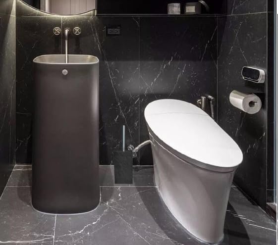 WENDIN Marble Resin Toilet Brush Holder Set