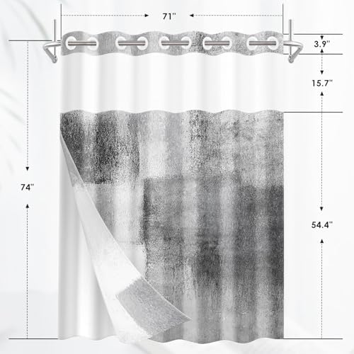 Nesphy Modern 71x74 Inch White Grey Shower Curtain Set