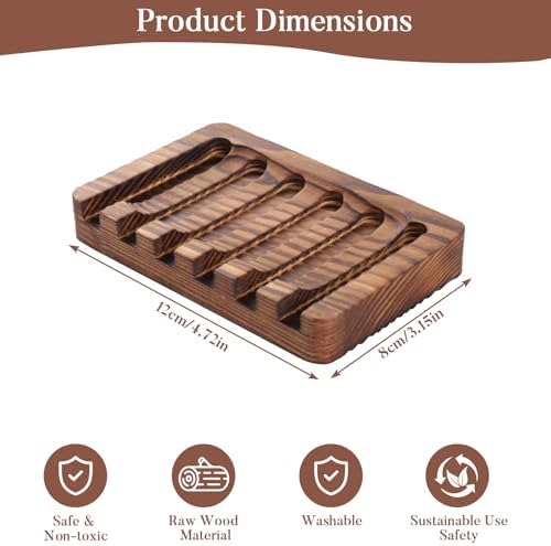 Wooden Soap Dish 3 Pack - Rustic Style Bathroom Kitchen Holder