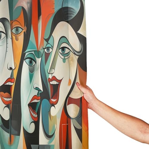 DAOWANGZUO Abstract Boho Shower Curtain Set with 12 Hooks