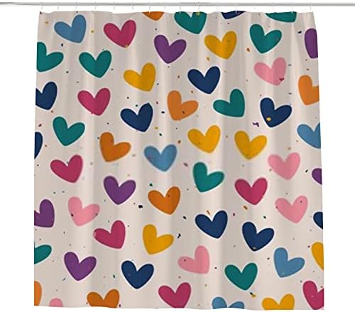 Hapuxt Heart Design Waterproof Shower Curtain with 12 Hooks