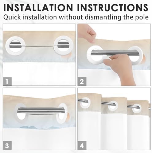 Nesphy No Hook Mountain Shower Curtain Set