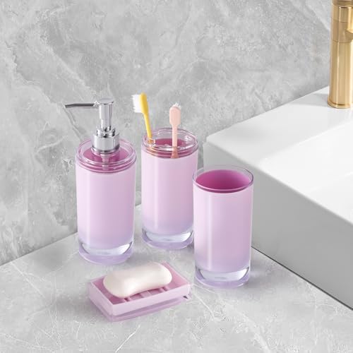 5 Pcs Purple Acrylic Bathroom Accessory Set