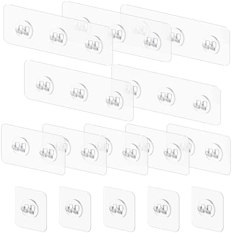 Tatibana 15 Pack Clear Adhesive Hooks for Shower Racks