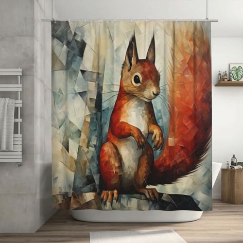 DAOWANGZUO Squirrel Shower Curtain Set 72x72in 1