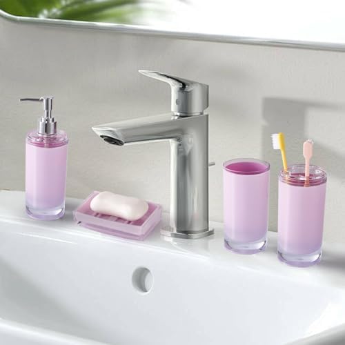 5 Pcs Purple Acrylic Bathroom Accessory Set