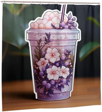 DAOWANGZUO Purple Flower Shower Curtain Set 1