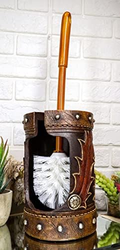 Ebros Gift Western Red Tan Cowboy Toilet Brush Holder