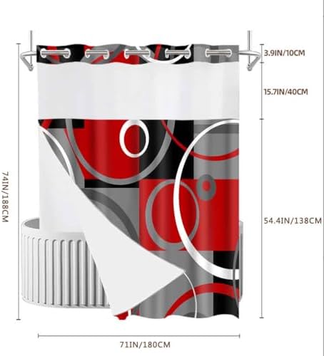 Gdmoon No Hook Geometric Plaid Shower Curtain Set