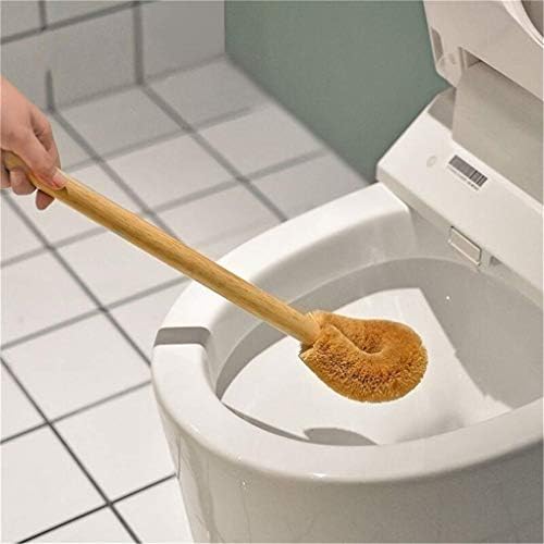 2 Pack Wooden Handle Toilet Brush with Coconut Fiber Head