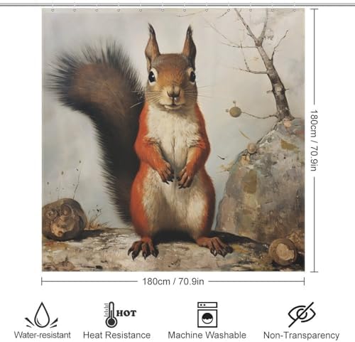 DAOWANGZUO Squirrel Shower Curtain Set