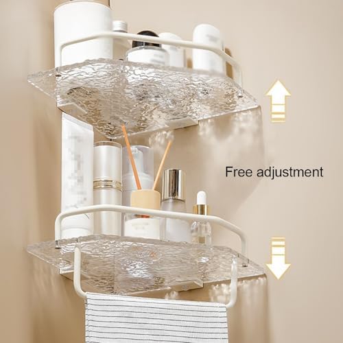 Shower Shelf Racks Bathroom Acrylic Triangle Storage Rack Double Layer with Pole