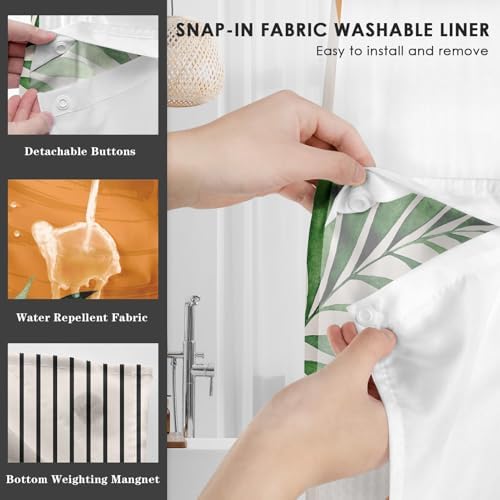 Nesphy Boho Geometric Shower Curtain Set with Liner