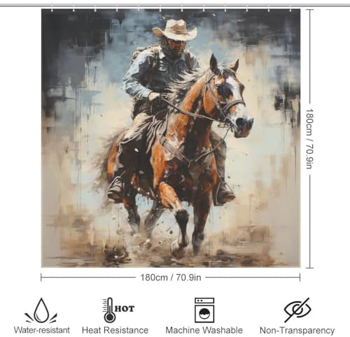 DAOWANGZUO Riding Cowboy Shower Curtain Set 1