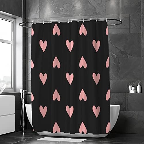 ZHIMI Shower Curtain Heart Design 60x72in Waterproof Washable with 12 Hooks