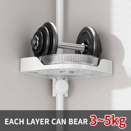 Weidace Corner Shower Caddy with 4 Tiers and Rotating Trays