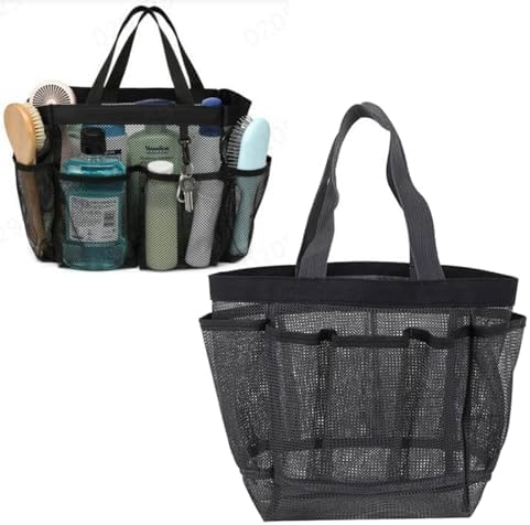 Mesh Shower Caddy Tote with 8 Pockets and Durable Handle