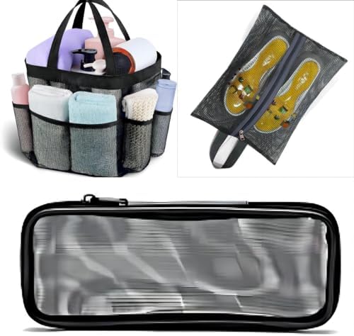 OUCOOL Portable Shower Caddy with Slippers and Makeup Bag