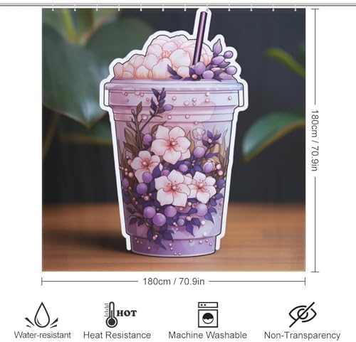 DAOWANGZUO Purple Flower Shower Curtain Set 1