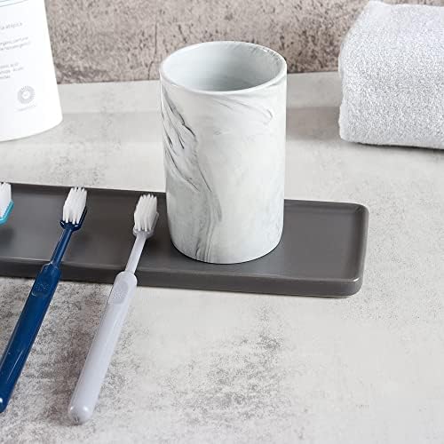 Wongwongcat Ceramic Toothbrush Holder with Marble Pattern - 300ml Grey