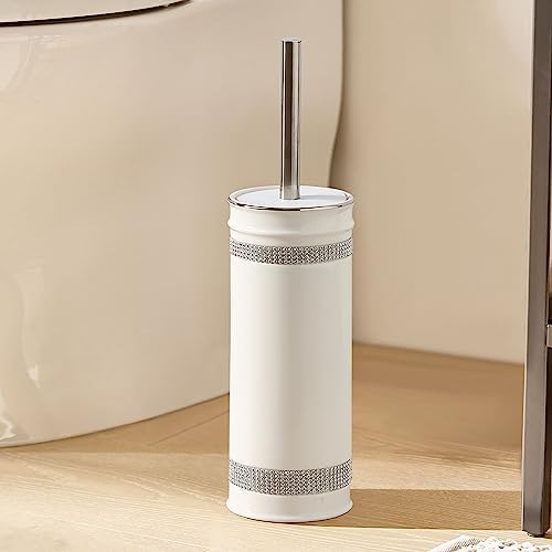 Motifeur Ceramic Toilet Brush Set with Holder and Rhinestones