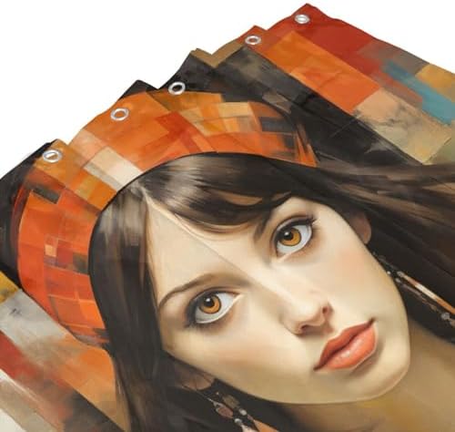 DAOWANGZUO Female Face Shower Curtain Set with 12 Hooks 72x72in 1