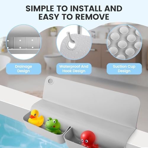 Bathtub Splash Guard with 70 Suction Cups - Gray