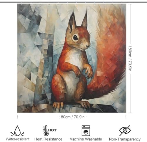 DAOWANGZUO Squirrel Shower Curtain Set 72x72in 1