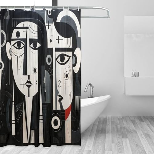 Sad Boy Shower Curtain Set with 12 Hooks 72x72in 1