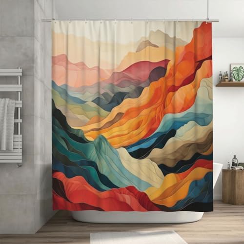 DAOWANGZUO Mountain Shower Curtain Set 72x72in 1
