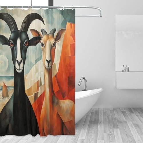 DAOWANGZUO Sheep Shower Curtain Set 72x72in 1