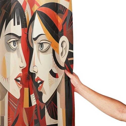 DAOWANGZUO Black Hair Girl Boho Shower Curtain Set