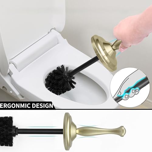 Satin Matte Gold Toilet Bowl Brush with Holder