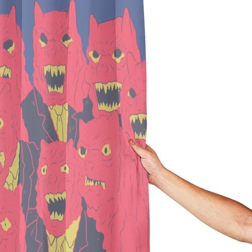 Red Devil Boho Shower Curtain Set with 12 Hooks 72x72in