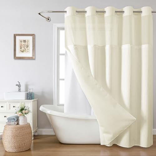 Eachope Extra Long Waffle Weave Shower Curtain Set