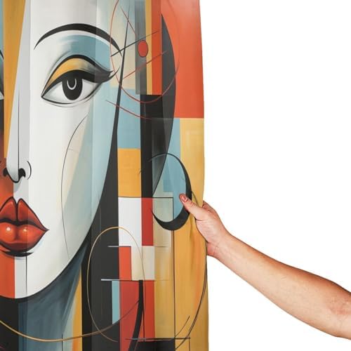 DAOWANGZUO Female Face Shower Curtain Set 72x72in with 12 Hooks