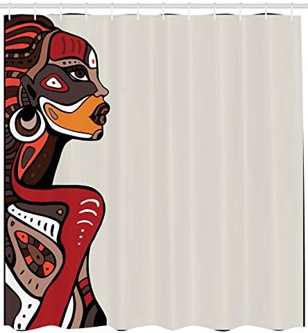 Ambesonne African Shower Curtain with 12 Hooks 69 x 70