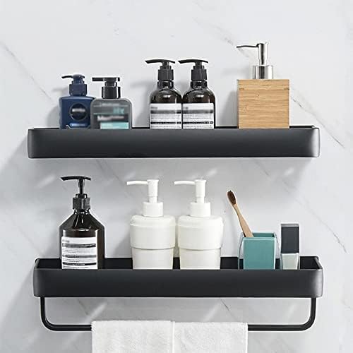 ANNBKA Black Aluminum Square Wall-Mounted Shower Caddy