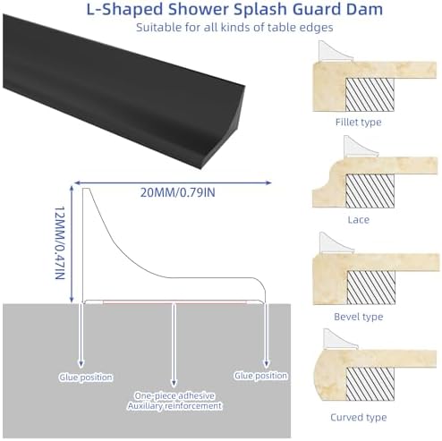 Symyda Collapsible Shower Water Dam Barrier Black 08M
