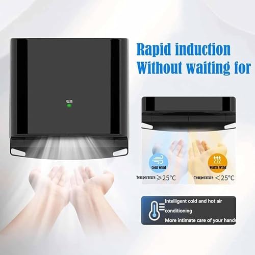 Automatic Touch-Free Hand Dryer with PTC Heating 1250W High Speed Black 1